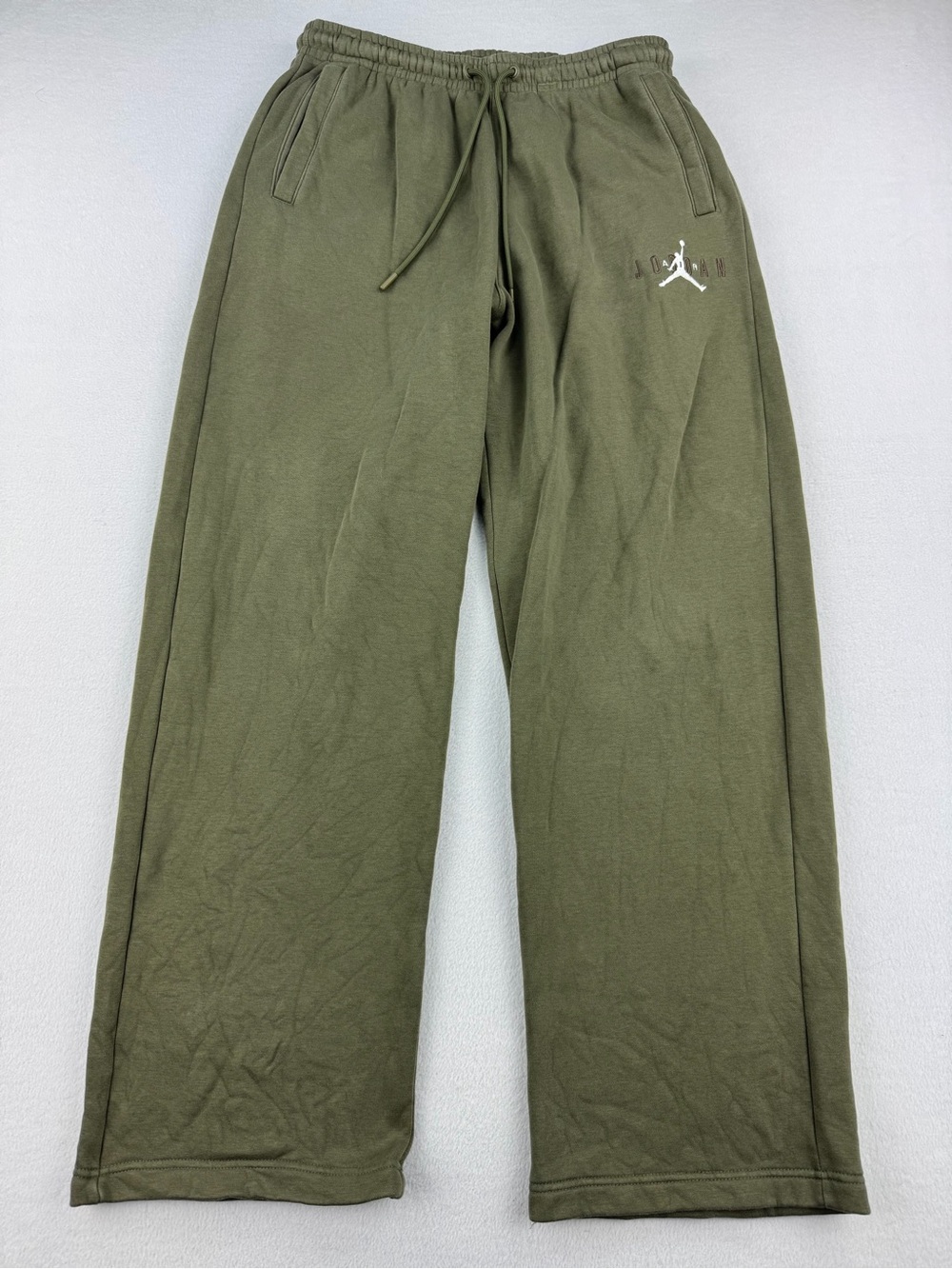Jordan Brooklyn Fleece Oversized Open Hem Sweatpants Medium Olive Men Sz M